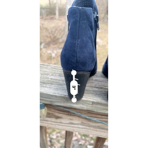 Carlos Santana Blue Camira Suede Wedge Heel Ankle Booties Women's 9M - Picture 5 of 9